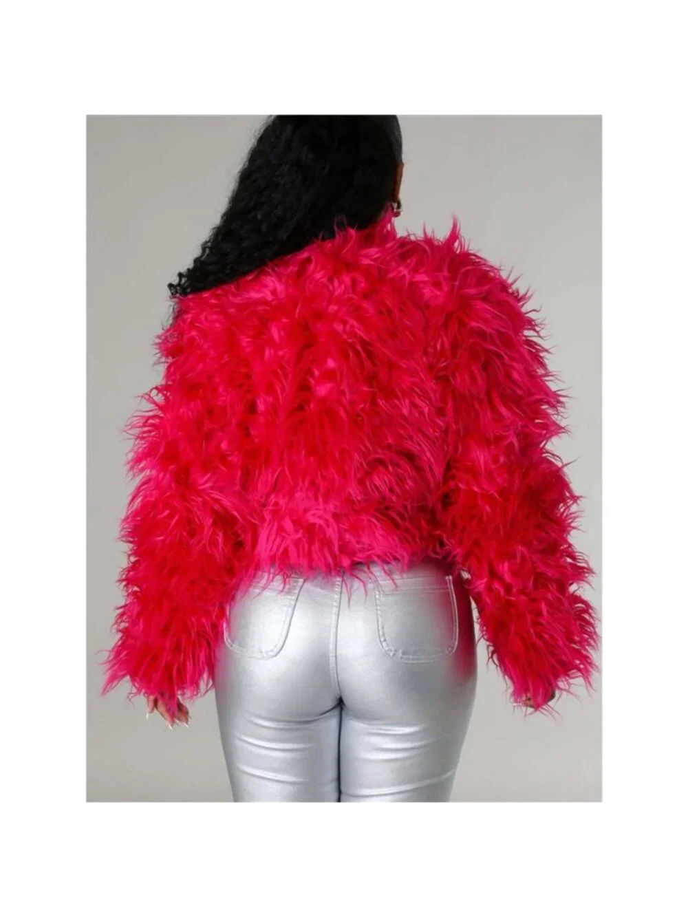 Faux Fur Open Front Cropped Outerwear